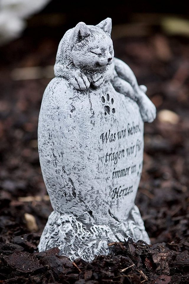 Stone and Style Gartenfigur Frostfeste Steinfigur Grabschmuck Katze "Was wir lieben Bild 4