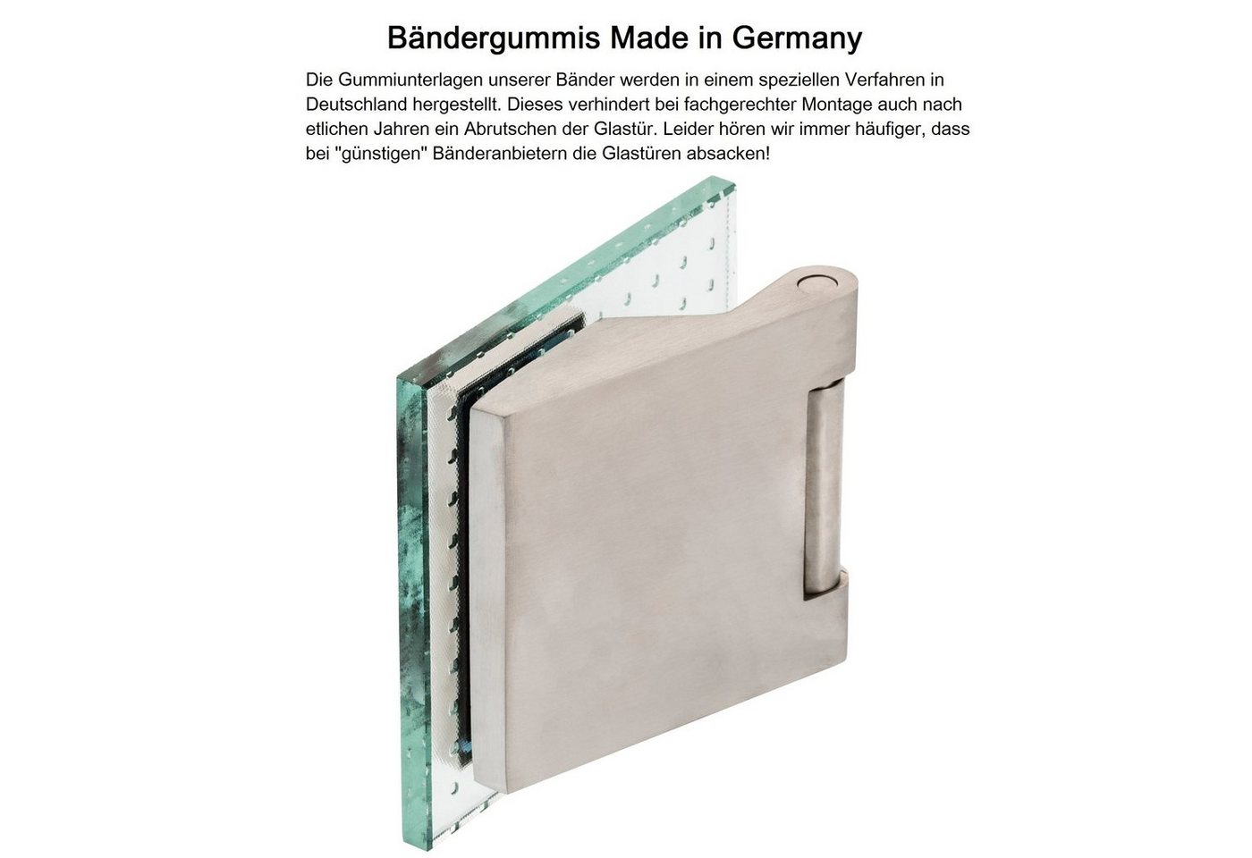 Türbeschläge24 Drückergarnitur Classic Glastürbeschlag Q PZ V2A Edelstahl matt inkl. Officebänder, Viele Griffe zur Auswahl!