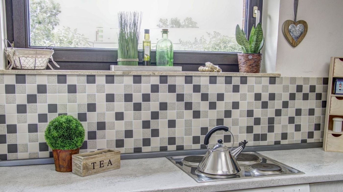 Mosani Mosaikfliesen Mosaik Fliese Keramik hellbeige grau unglasiert