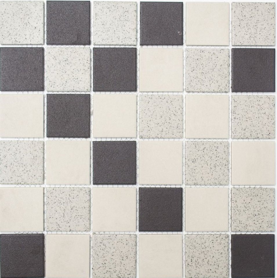 Mosani Mosaikfliesen Mosaik Fliese Keramik hellbeige grau unglasiert Bild 2