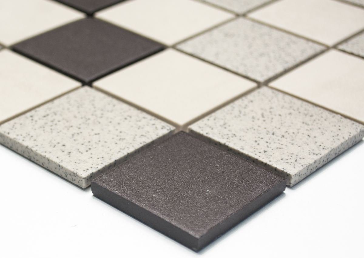 Mosani Mosaikfliesen Mosaik Fliese Keramik hellbeige grau unglasiert Bild 3