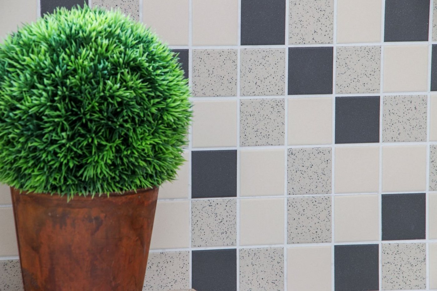 Mosani Mosaikfliesen Mosaik Fliese Keramik hellbeige grau unglasiert Bild 5