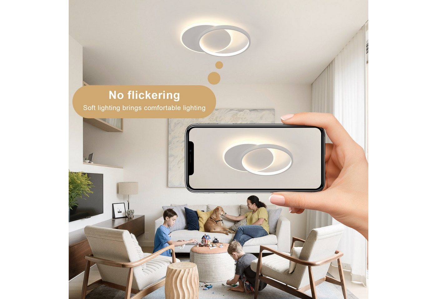 Riserva Deckenleuchte LED Deckenleuchte dimmbar 32W Weiß mit Fernbedienung Bild 2
