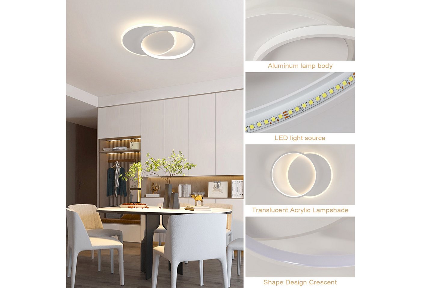 Riserva Deckenleuchte LED Deckenleuchte dimmbar 32W Weiß mit Fernbedienung Bild 4