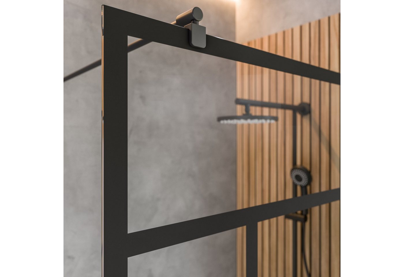 Schulte Walk-in-Dusche Alexa Style 2.0 Duschwand 90-140x200 cm, Sicherheitsglas, (1 tlg), Dekor Atelier 1 schwarz Bild 5