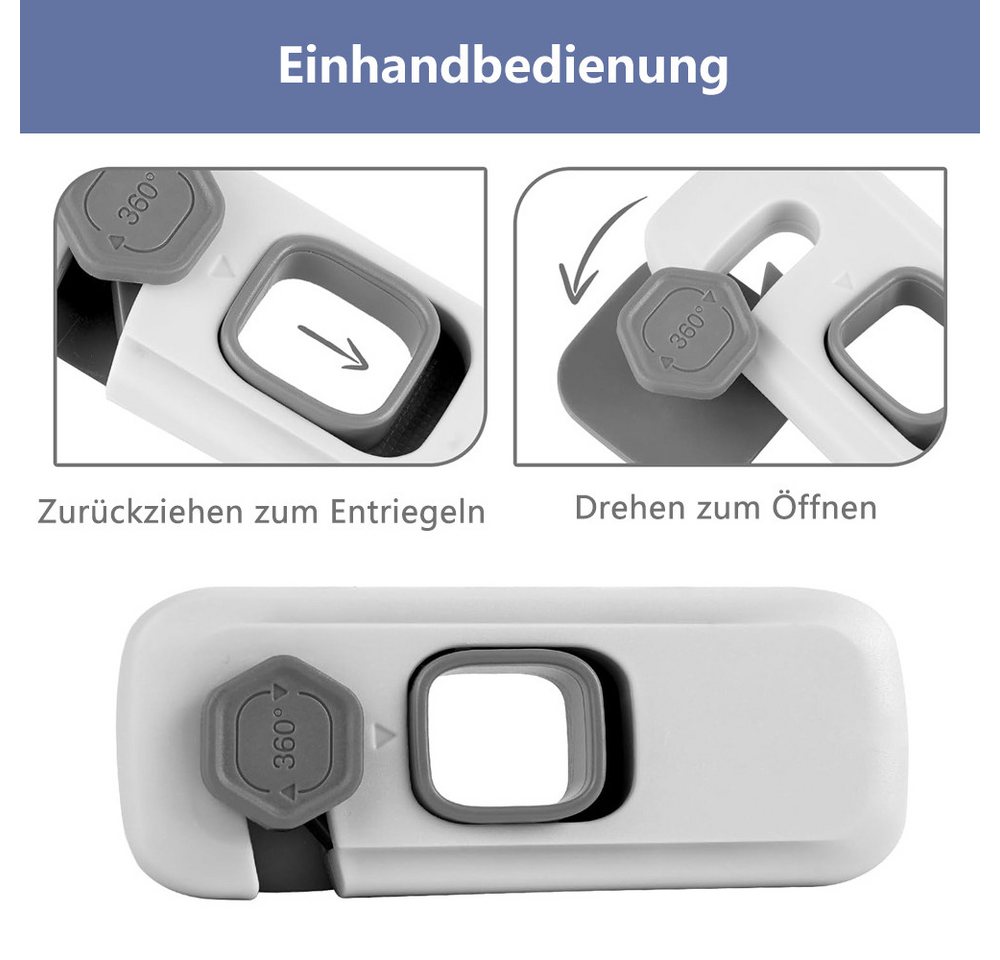 TUWENA Kindersicherung 5 Stück Kindersicherung Schrank Schubladen,Ohne Bohren Schrankschloss, Fenster Sicherungen Kinder für Waschmaschine, Schränke, Möbel, Küche Bild 2