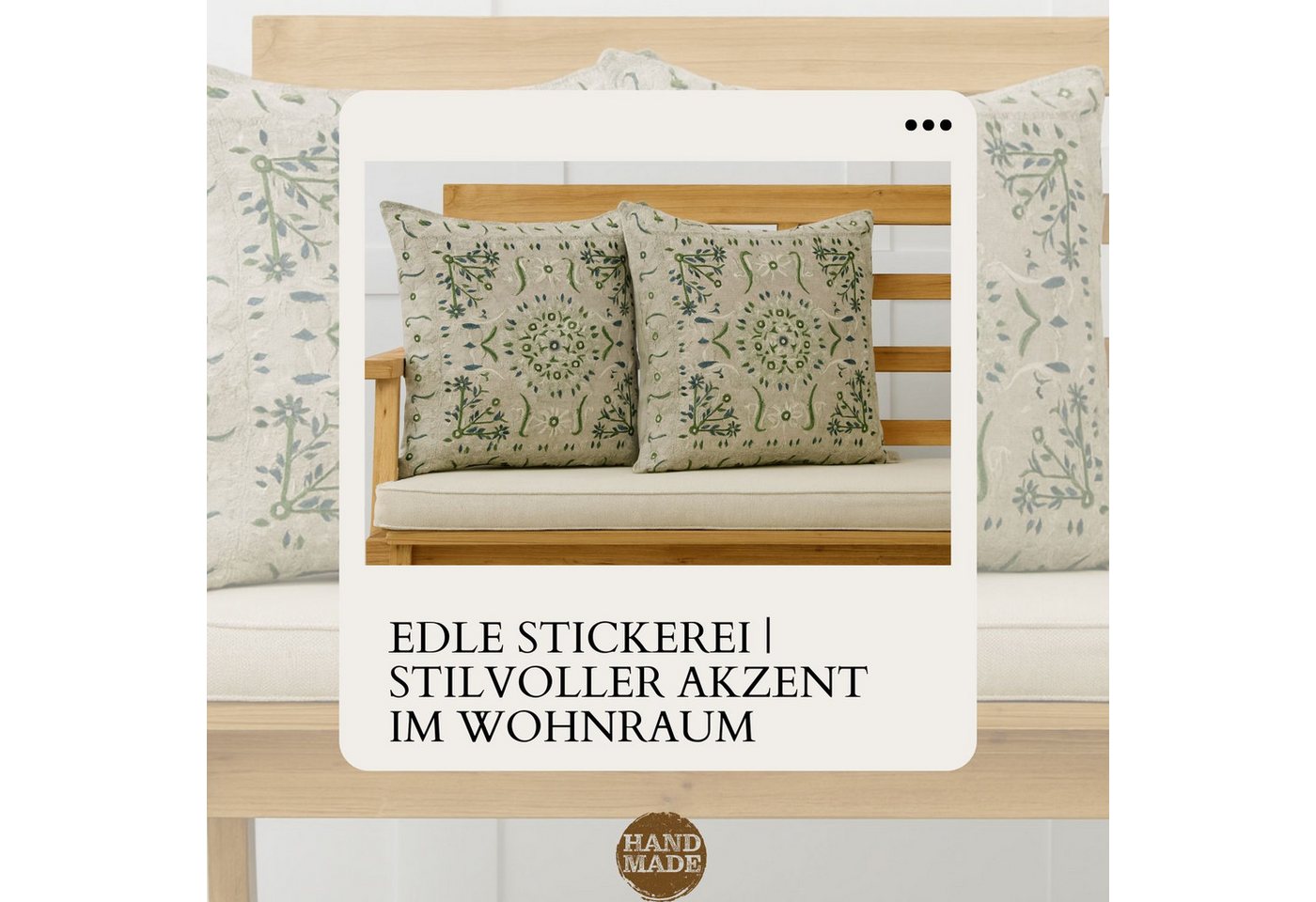 Marrakesch Orient & Mediterran Interior Zierkissen Boho Kissenbezug Lodge handgefertigt aus Baumwolle in Grün 50 x 50 cm, (1 St)
