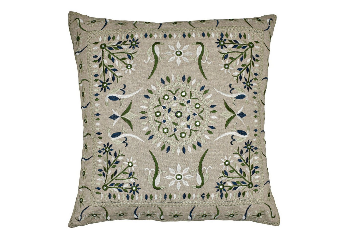 Marrakesch Orient & Mediterran Interior Zierkissen Boho Kissenbezug Lodge handgefertigt aus Baumwolle in Grün 50 x 50 cm, (1 St) Bild 5