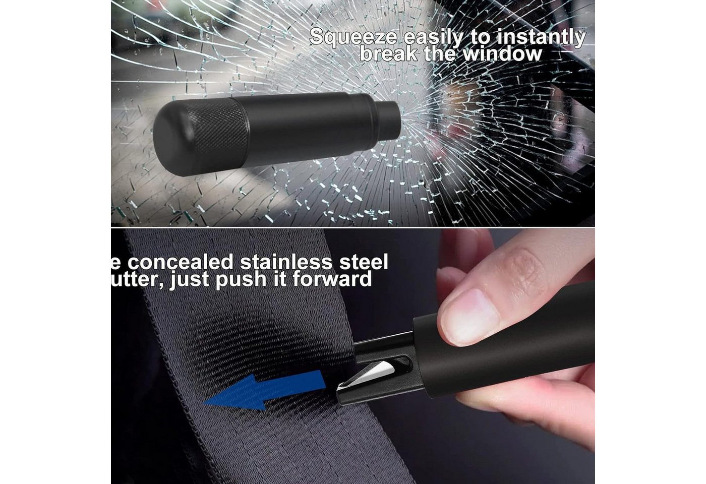 FELIXLEO Hammer Auto Sicherheitshammer 2in1 mit Gurtschneider Notfall Werkzeug (4-St) Bild 5