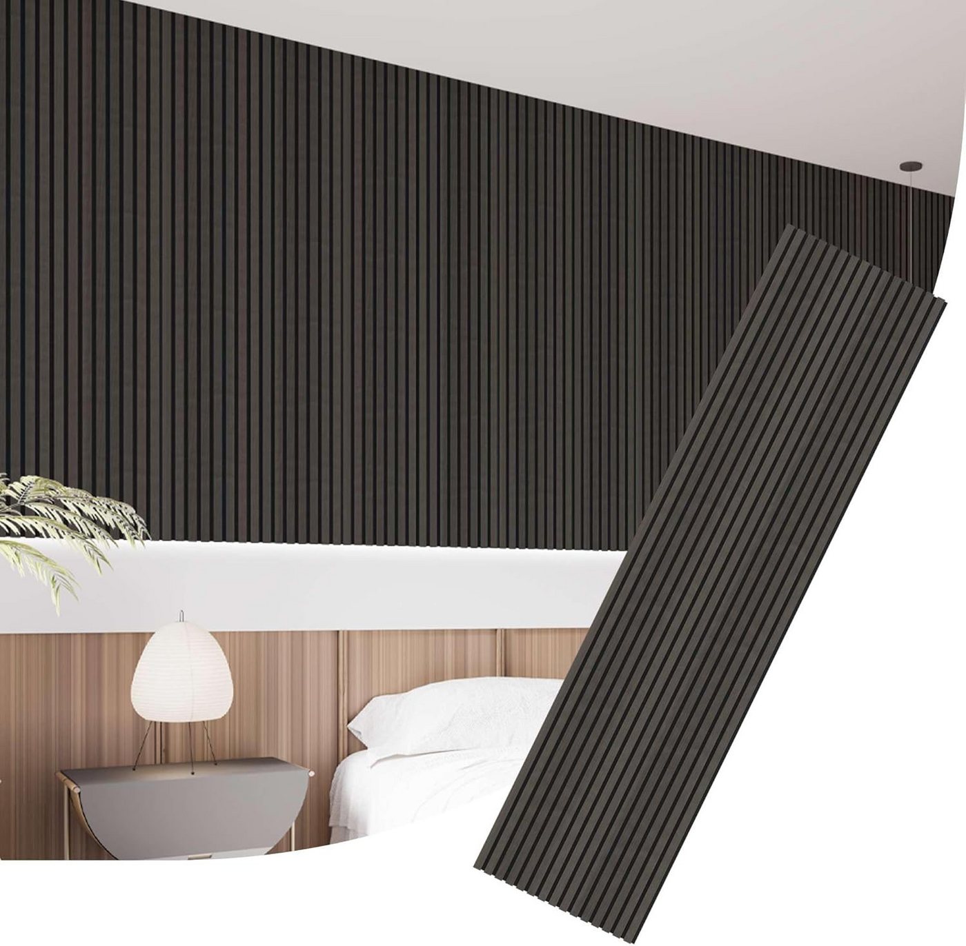 IZODEKOR 3D Wandpaneel Akustikpaneele Holz 60x240 cm – Lamellenwand zur Schalldämmung, BxL: 60x240 cm, 1,44 qm, (2er-Set, 60x240 cm je Paneel, 2,88 m² Gesamtfläche) Akustikfilz, schallabsorbierend, zuschneidbar, einfache Montage