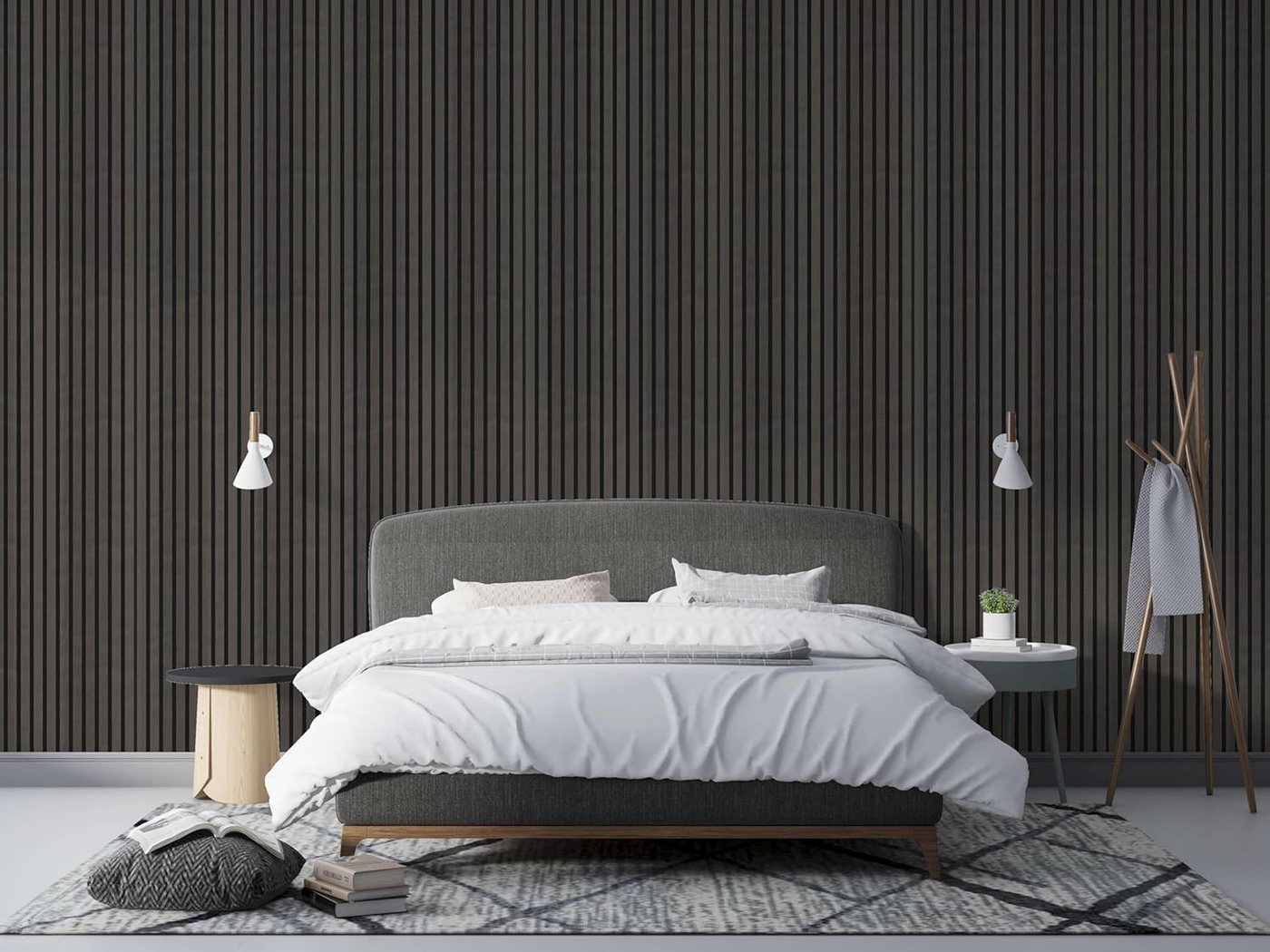 IZODEKOR 3D Wandpaneel Akustikpaneele Holz 60x240 cm – Lamellenwand zur Schalldämmung, BxL: 60x240 cm, 1,44 qm, (2er-Set, 60x240 cm je Paneel, 2,88 m² Gesamtfläche) Akustikfilz, schallabsorbierend, zuschneidbar, einfache Montage Bild 4