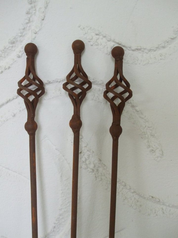 Deko-Impression Gartenstecker Set 3 Gartenstäbe, Rankstab, Rosenstab, gedrehte, Eisen, Rost, 116 cm (3-St)