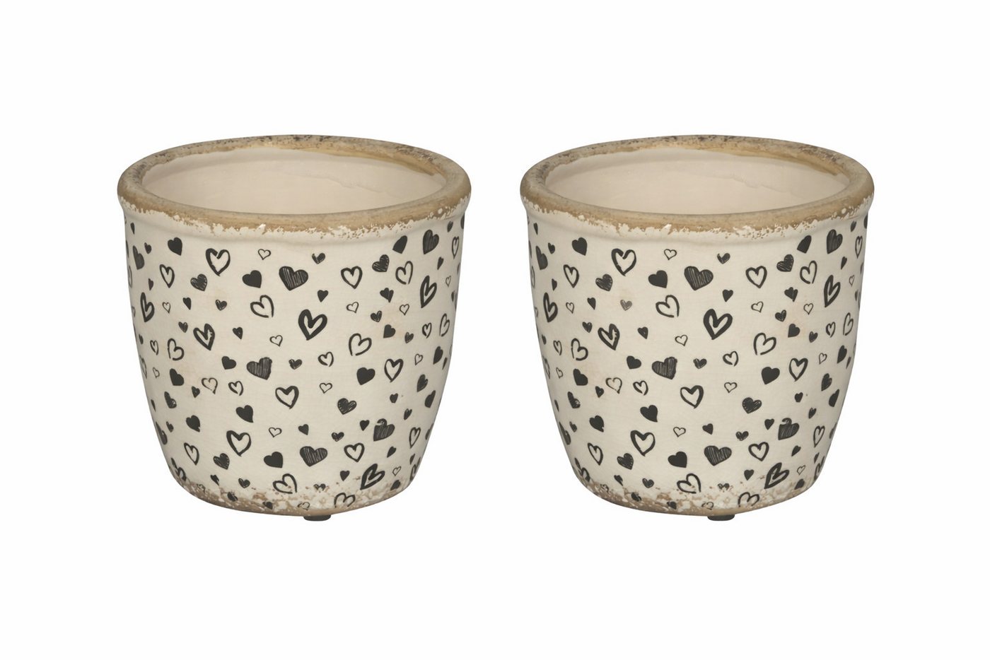 finehomegarden Blumentopf Topf Herzen Weiß-Schwarz 2erSet Ø14cm H13cm Moderner Pflanztopf (Set, 2 St., 2tlg), aus Steinzeug Dekorativer Übertopf für Zimmerpflanzen & Kräuter Bild 3