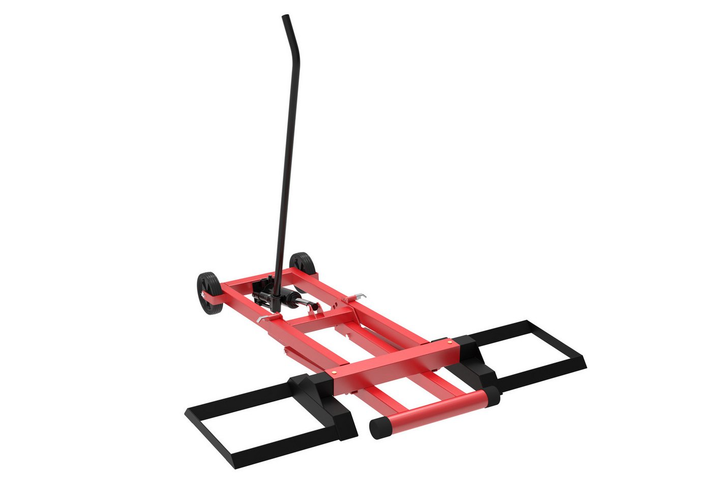 FIVMEN Rasentraktor 3-Fach Höhenverstellbar Hebebühne mit hydraulischem Wagenheber, Rahmen aus Stahl mit PVC-Räder 12 cm, 227 kg Tragkraft, Schwarz/Rot Bild 4