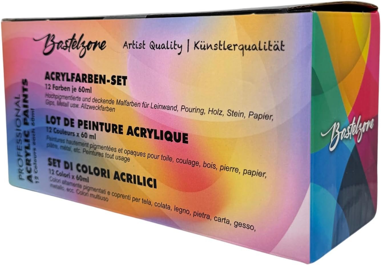 Greenpoint Acrylfarbe Premium Acrylfarben Set 12x60 ml hohe Deckkraft leuchtend, 12 Farben, hochpigmentiert, hohe Deckkraft, leuchtend, wasserbasiert Bild 2