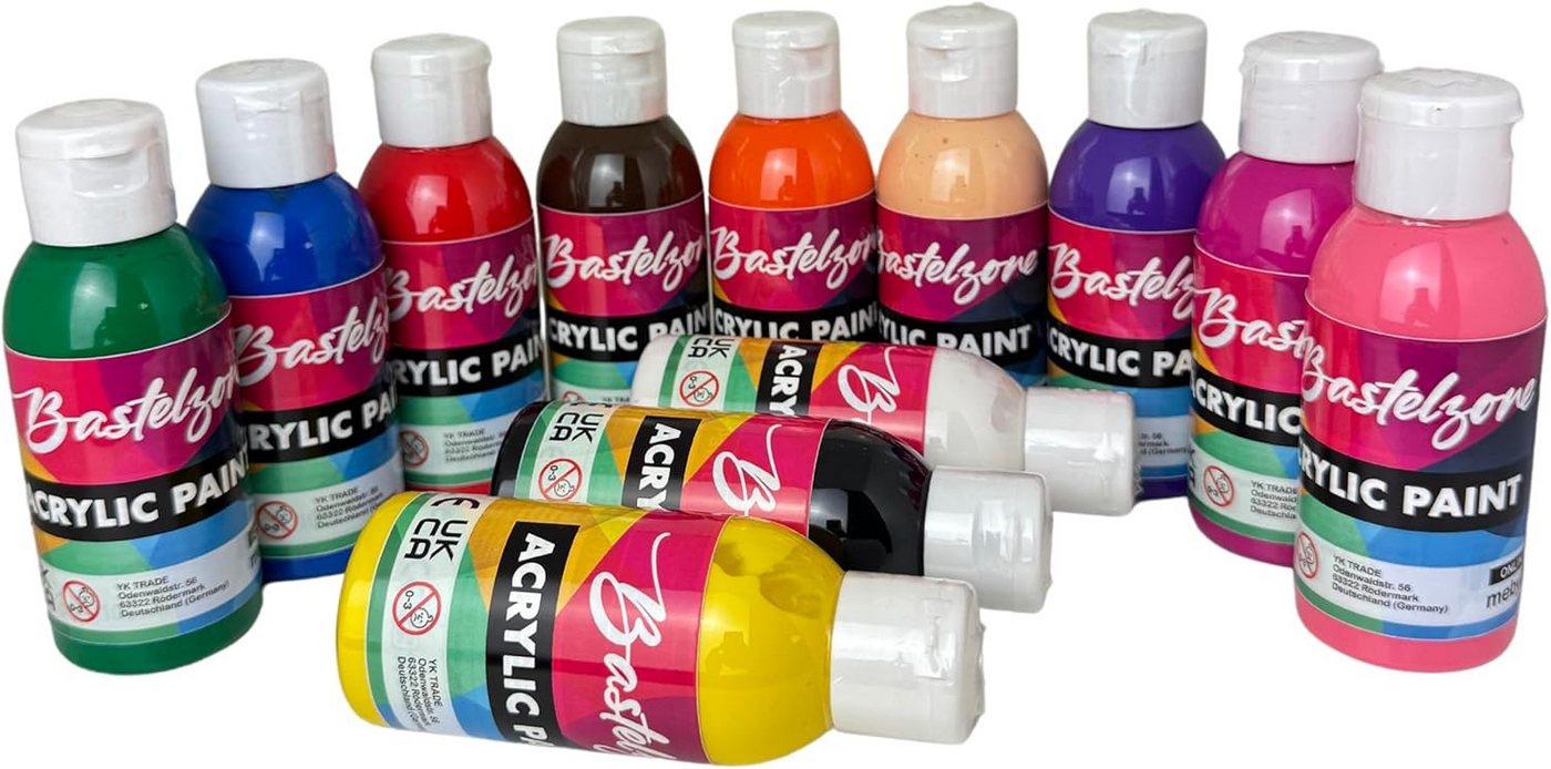 Greenpoint Acrylfarbe Acrylfarben Set 12x100 ml hochpigmentiert starke Deckkraft, 12 Farben je 100 ml, hochpigmentiert, starke Deckkraft, wasserbasiert Bild 2