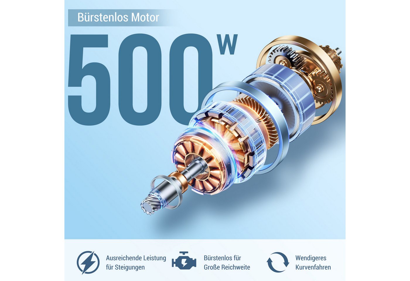 Vankel Elektrorollstuhl L003 Faltbar Leicht 500W Motor & 25km Reichweite, 24V13Ah Akku, 2x250W, 6,00 km/h E-Rollstuhl Bild 2