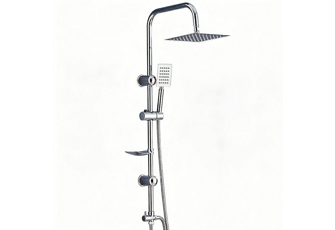 wohnTRAUM24 Stangenbrause-Set Duschsystem Edelstahl Brausegarnitur mit Handbrause Dusche, Regendusche mit quadratischem Duschkopf 20x20cm Bild 5