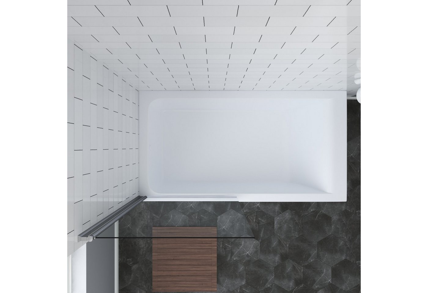 AQUABATOS Badewannenaufsatz Badewannenaufsatz 6mm Sicherheitsglas Glaswand Duschwand für Badewanne, Sicherheitsglas, Chromoptik, Eloxierte Aluminiumprofile, in beide Richtungen drehbar Bild 3