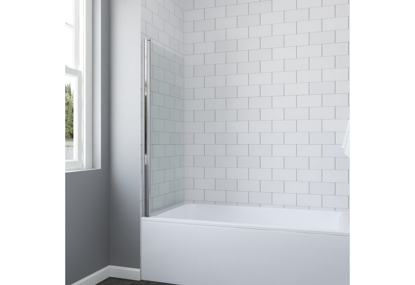 AQUABATOS Badewannenaufsatz Badewannenaufsatz 6mm Sicherheitsglas Glaswand Duschwand für Badewanne, Sicherheitsglas, Chromoptik, Eloxierte Aluminiumprofile, in beide Richtungen drehbar Bild 5