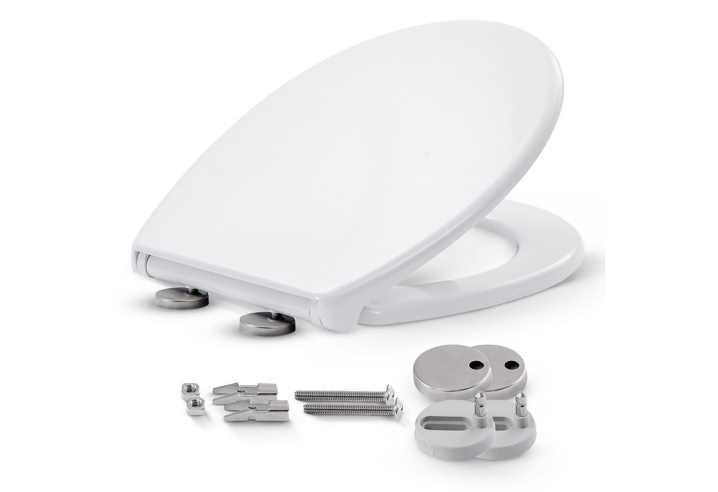 Arebos WC-Sitz Toilettensitz Oval mit Absenkautomatik Duroplast, Absenkautomatik, Antibakterielle Oberfläche, Belastbar bis 150 kg