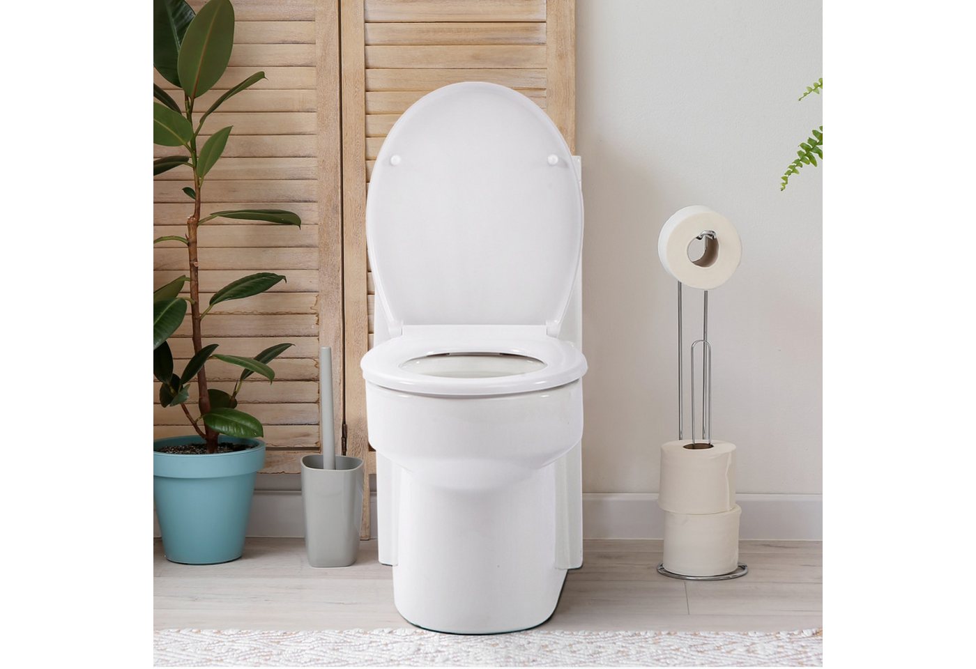 Arebos WC-Sitz Toilettensitz Oval mit Absenkautomatik Duroplast, Absenkautomatik, Antibakterielle Oberfläche, Belastbar bis 150 kg Bild 3