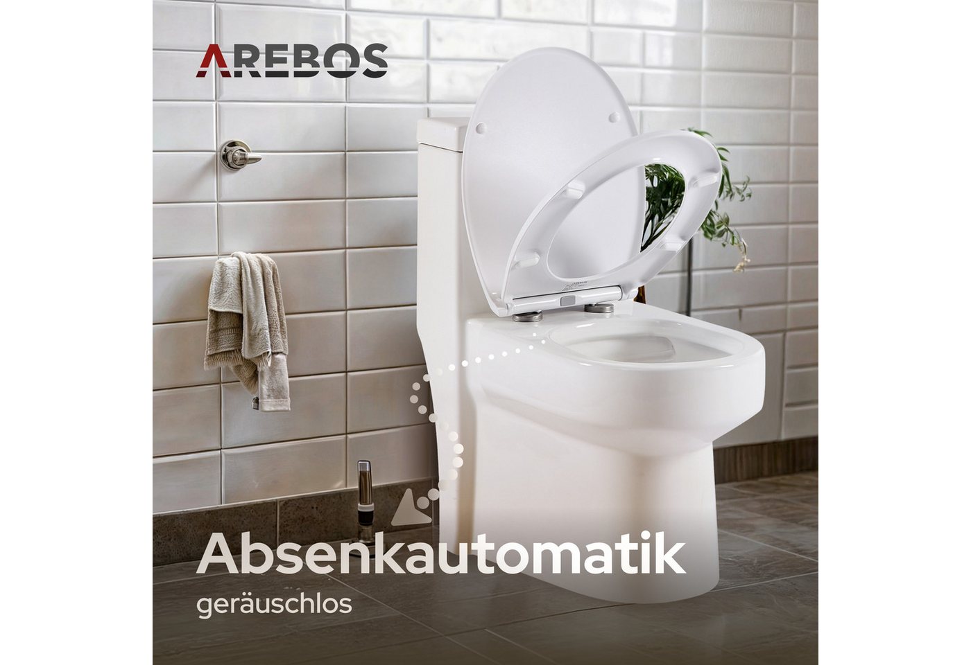 Arebos WC-Sitz Toilettensitz Oval mit Absenkautomatik Duroplast, Absenkautomatik, Antibakterielle Oberfläche, Belastbar bis 150 kg Bild 4