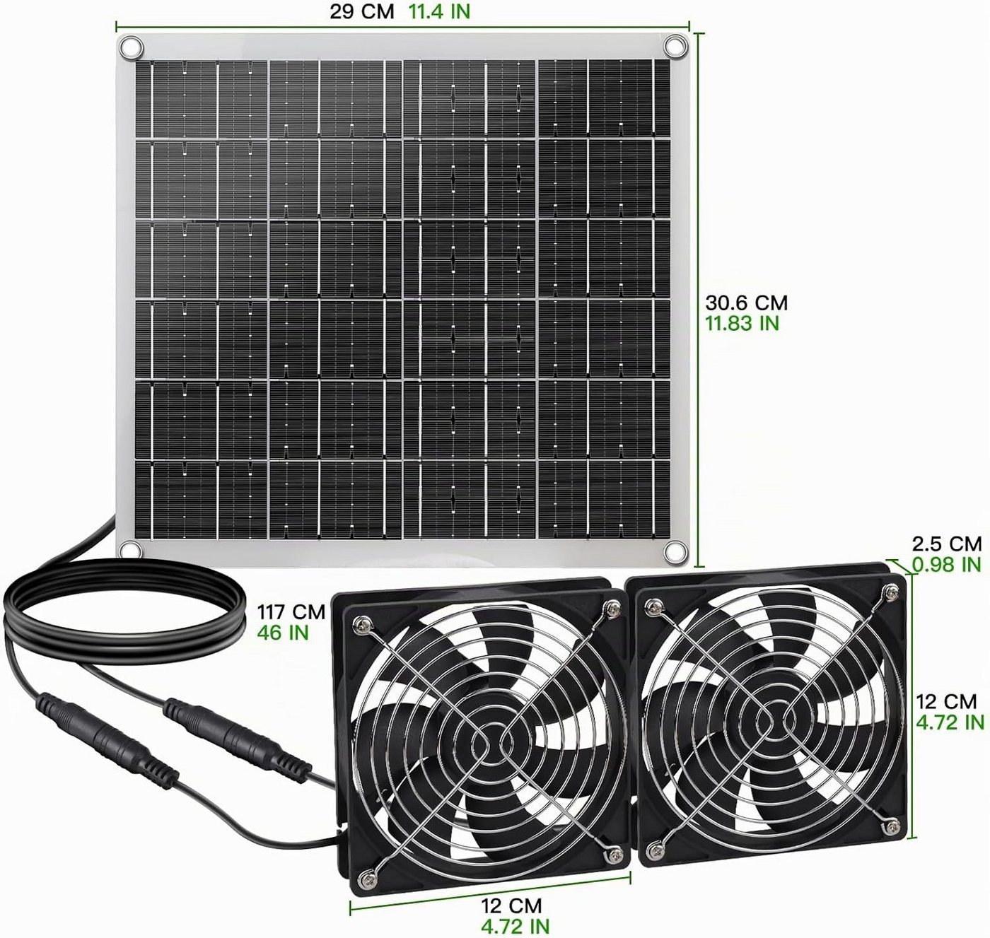 FELIXLEO Solarmodul Solar Ventilator 15W Solarpanel IPX6 für Gewächshaus Hühnerstall, (1-St)