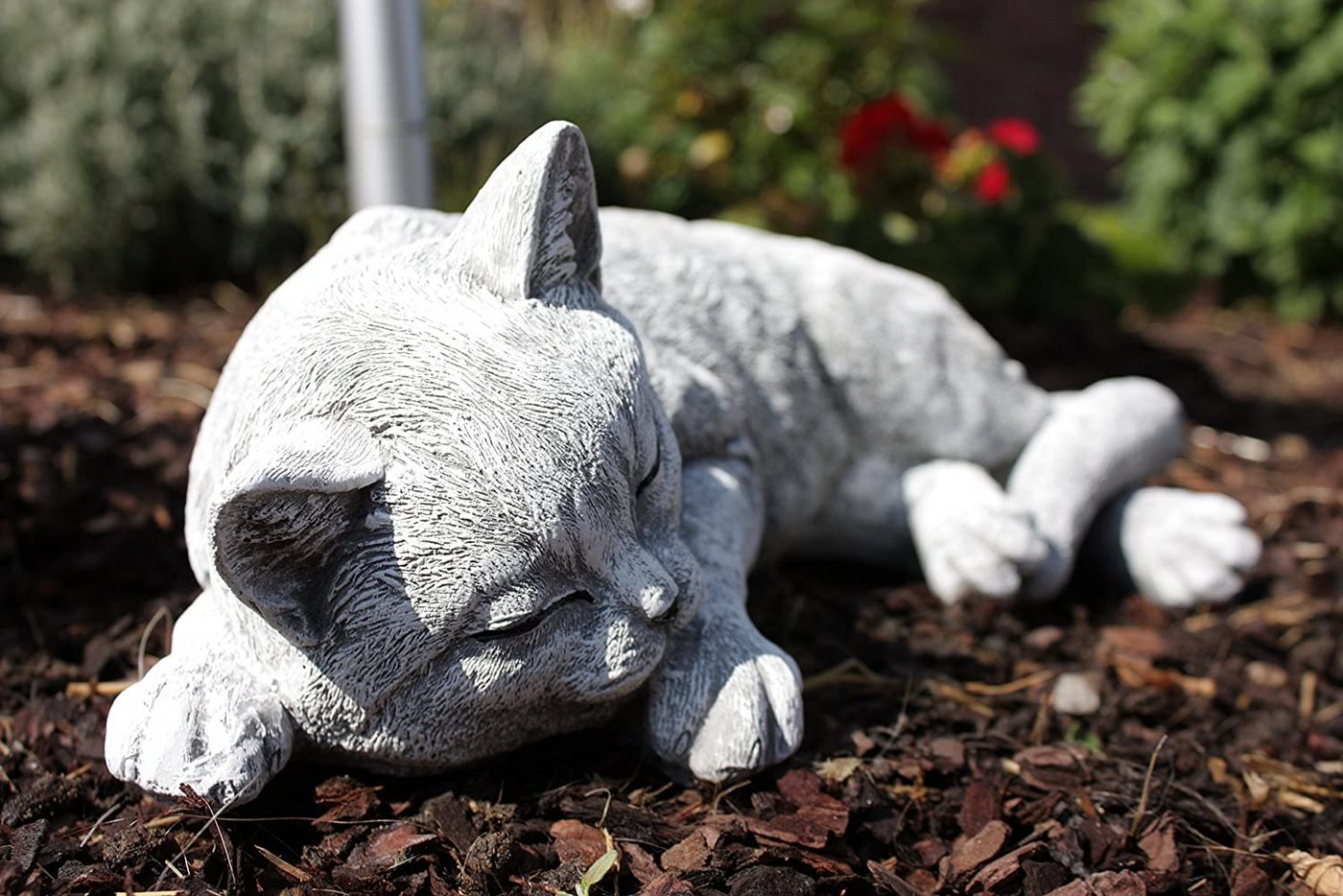 Stone and Style Gartenfigur Frostfeste Steinfigur große Katze schlafend