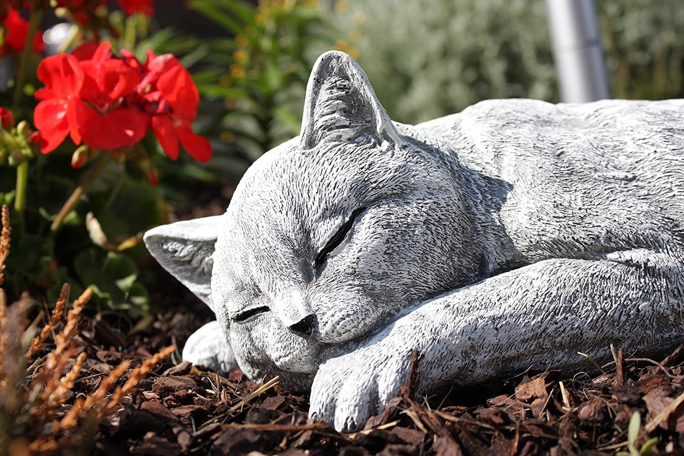 Stone and Style Gartenfigur Frostfeste Steinfigur große Katze schlafend Bild 2