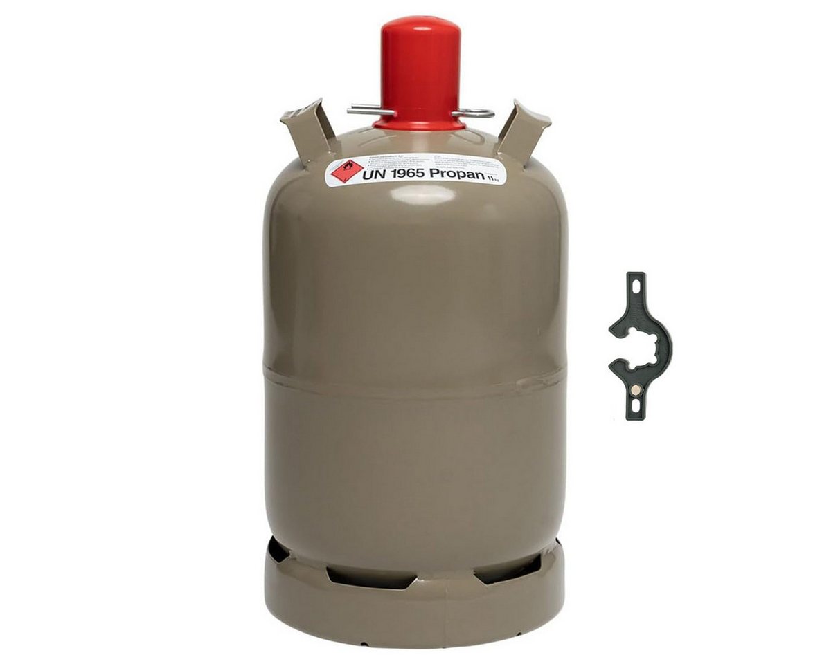 BlueCraft Gas Eigentum 11 kg Propan Gasflasche ungefüllt inkl. Gasregler-Schlüssel, Propan Gas-Flasche (Leer), Eigentumsflasche mit Gasregler-Schlüssel