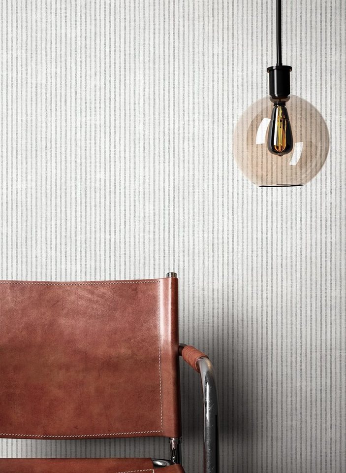 Newroom Vliestapete Milana Grey Tapete Streifentapete Streifen,Linien, Grau Tapete Modern Streifen - Streifentapete Gestreifte Tapete Weiß Landhaus Linien für Wohnzimmer Schlafzimmer Küche, Gestreifte Tapete Bild 2