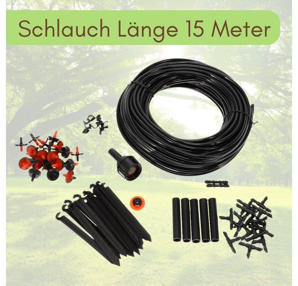 GarPet Bewässerungssystem 3er Set 15 m Bewässerung Garten Tropfbewässerung Tropfschlauch Set
