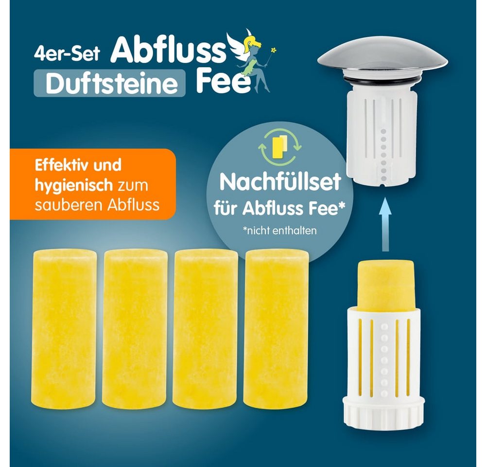 Abfluss-Fee Waschbeckenstöpsel Abfluss-Fee 4er-Set Duftsteine, entfernt besonders penetrante Gerüche im Abfluss