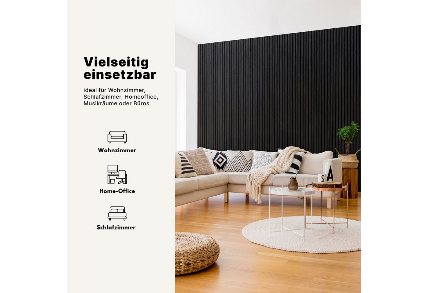 MTP Online-Shop GmbH Wandpaneel, Eiche Schokobraun - 240x60cm, Schallabsorption & modernes Design, BxL: 60x240 cm, 1,44 qm