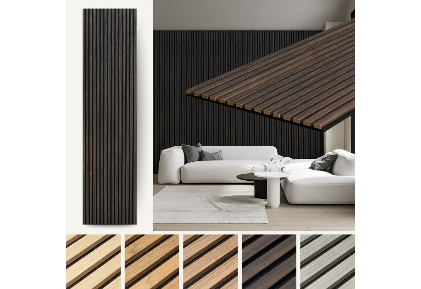 MTP Online-Shop GmbH Wandpaneel, Eiche Schokobraun - 240x60cm, Schallabsorption & modernes Design, BxL: 60x240 cm, 1,44 qm Bild 5