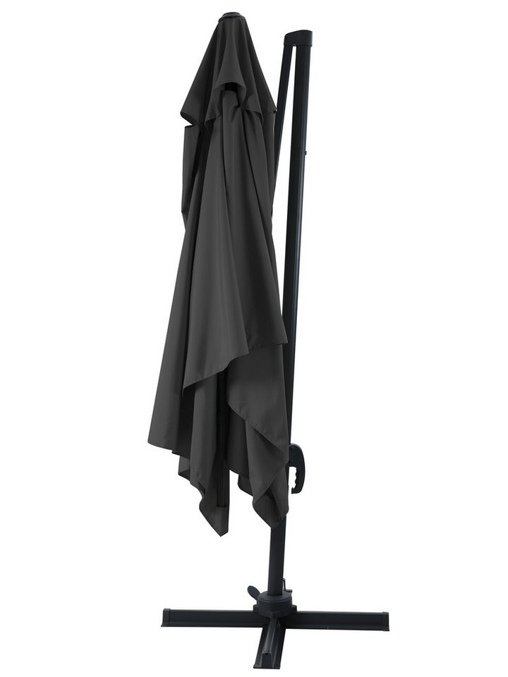 Gardissimo Ampelschirm Pendelschirm Cannes anthrazit 350x270, lange Seite nach vorne, Ständer, LxB: 350x270 cm, Spar-Set, inkl. Plattenständer, UV-Schutz 50+, 360 Grad drehbar, rechteckig Bild 2