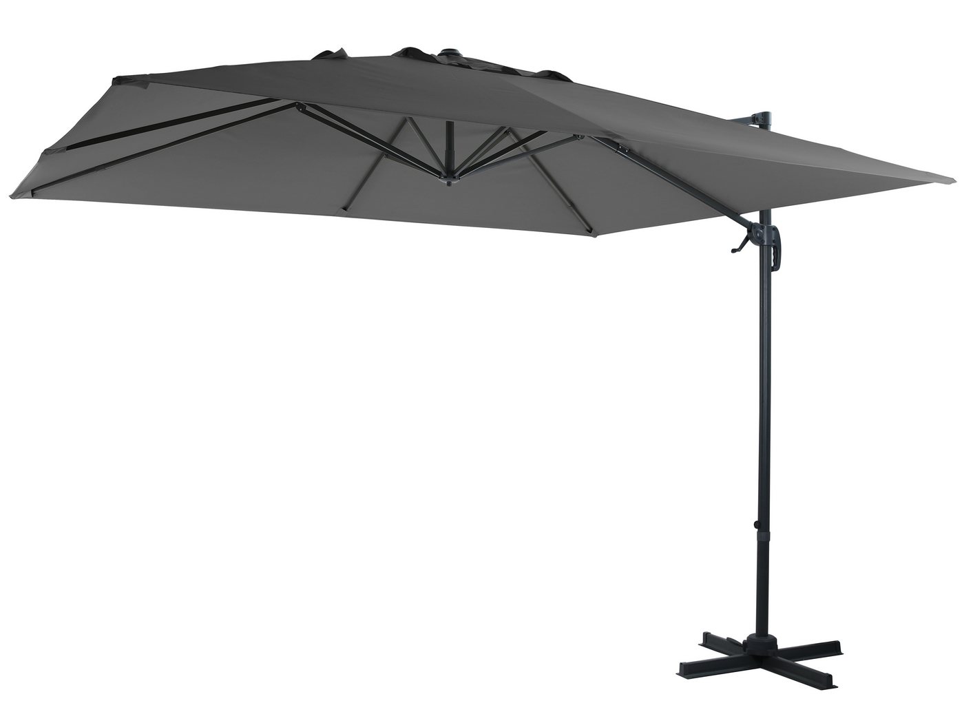 Gardissimo Ampelschirm Pendelschirm Cannes anthrazit 350x270, lange Seite nach vorne, Ständer, LxB: 350x270 cm, Spar-Set, inkl. Plattenständer, UV-Schutz 50+, 360 Grad drehbar, rechteckig Bild 3