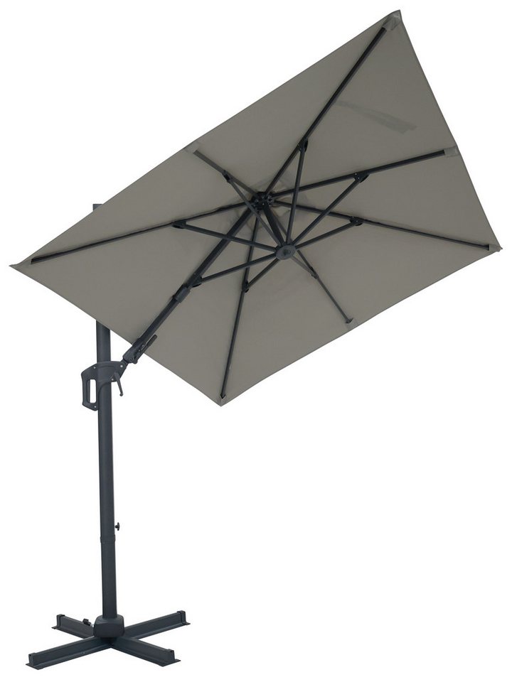 Gardissimo Ampelschirm Pendelschirm mit Ständer David 210x210 cm hellgrau, quadratisch, LxB: 210x210 cm, Spar-Set, inkl. Plattenständer, UV-Schutz 50+, 360 Grad drehbar, axial verstellbar Bild 2
