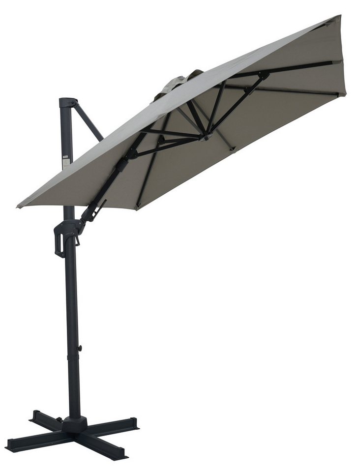 Gardissimo Ampelschirm Pendelschirm mit Ständer David 210x210 cm hellgrau, quadratisch, LxB: 210x210 cm, Spar-Set, inkl. Plattenständer, UV-Schutz 50+, 360 Grad drehbar, axial verstellbar Bild 4