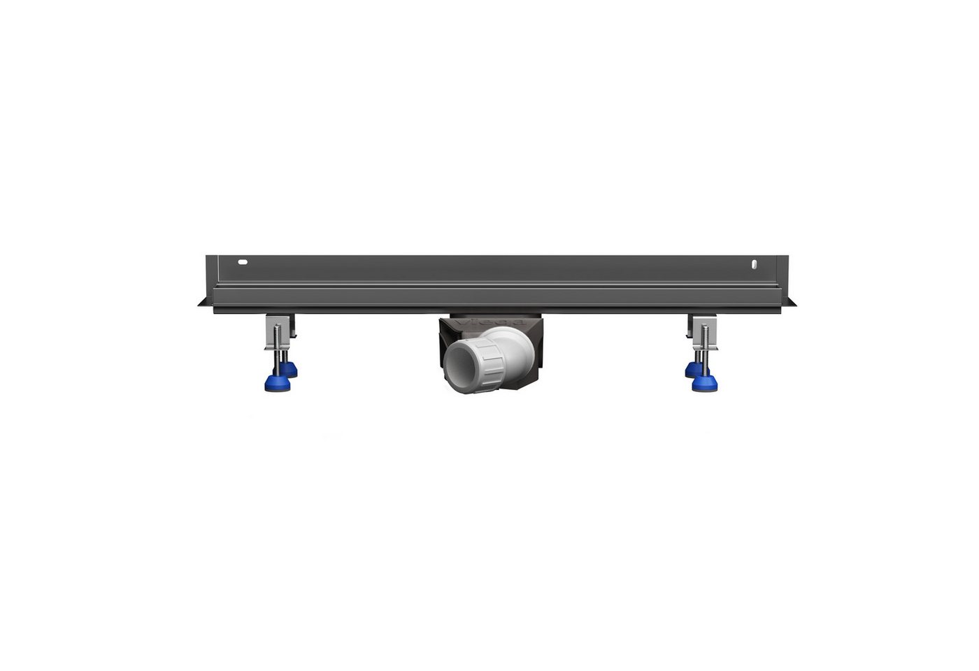 Aquabad® Duschrinne Slim Wall Schwarzmatt Edelstahl, Haarsieb, Viega-Siphon, befliesbar, Komplett-Set, Farbe: Schwarz Matt