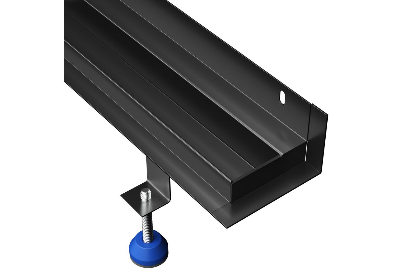 Aquabad® Duschrinne Slim Wall Schwarzmatt Edelstahl, Haarsieb, Viega-Siphon, befliesbar, Komplett-Set, Farbe: Schwarz Matt Bild 2