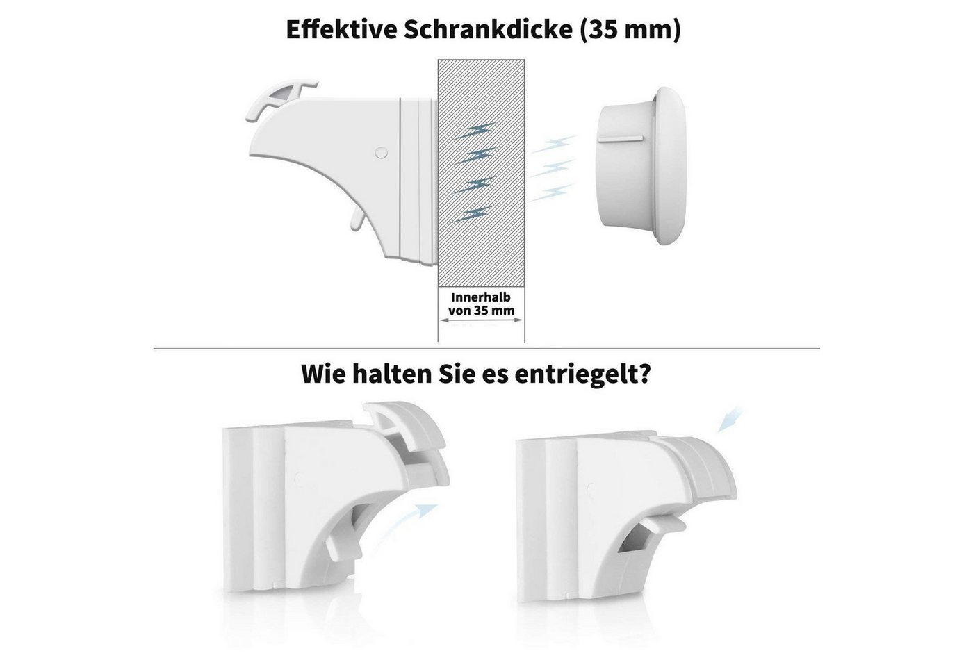 POPOLIC Kindersicherung Babysicherheit Magnetisches Schrankschloss unsichtbare Kindersicherung, 10Schlösser mit 2Schlüsseln, für Schränke und Schubladen Bild 4