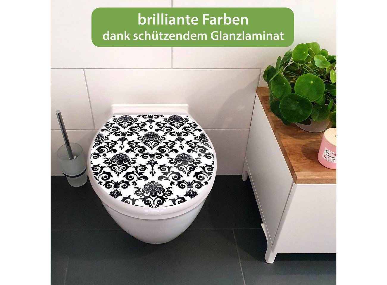 banjado WC-Sitz mit Absenkautomatik Motiv Barock (umweltfreundliches Material, integrierte Scharniere), 44,5 x 37 x 5 cm Bild 4