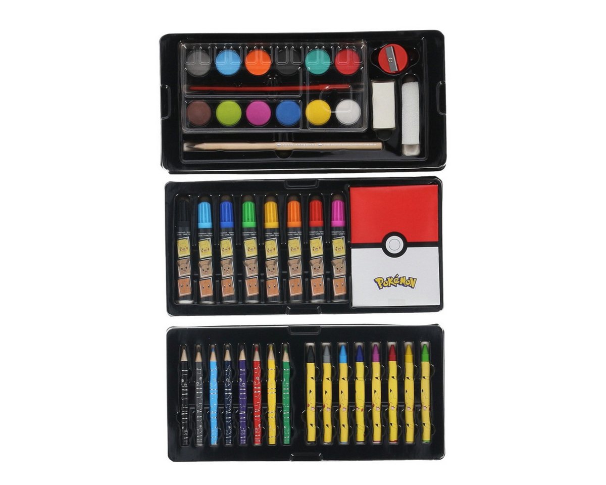 POKÉMON Farbkasten Malkoffer für Kinder – Kreativset mit Stiften und Wasserfarbkasten Bild 4