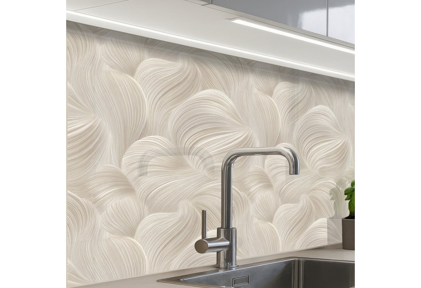KitchenYeah Küchenrückwand Muster selbstklebend (keine Folie) Lines - Ventilator - Beige, (1-tlg), Spritzschutz, Küche, Rückwand, Küchenwand, Küchenfront, 30x20 cm Bild 3