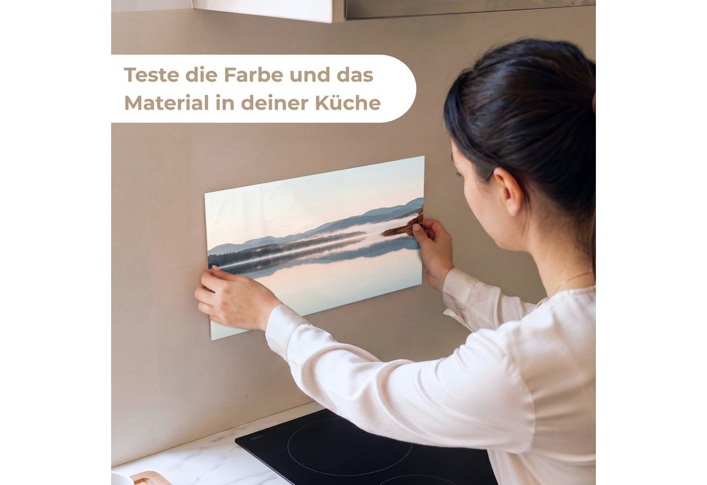 KitchenYeah Küchenrückwand Muster selbstklebend (keine Folie) Wasser - Bäume - Nebelschicht, (1-tlg), Spritzschutz, Küche, Rückwand, Küchenwand, Küchenfront, 30x20 cm Bild 2