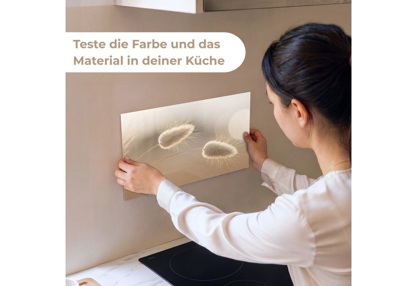 KitchenYeah Küchenrückwand Muster selbstklebend (keine Folie) Dunstschwanzgras - Grannenhaare - S, (1-tlg), Spritzschutz, Küche, Rückwand, Küchenwand, Küchenfront, 30x20 cm
