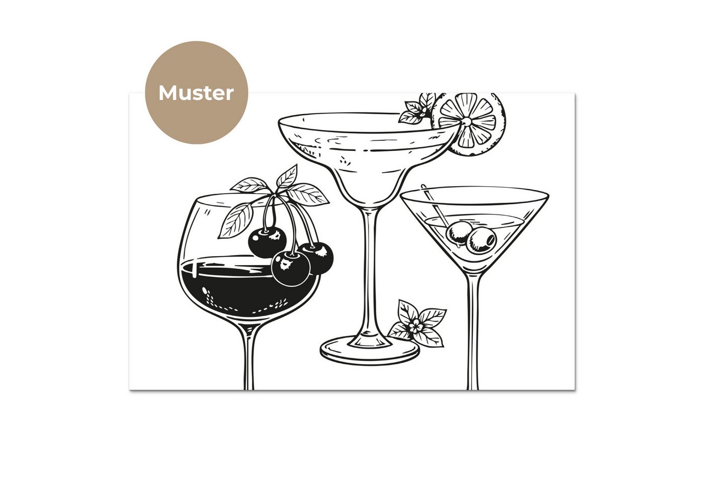 KitchenYeah Küchenrückwand Muster selbstklebend (keine Folie) Gläser - Cocktails - Schwarz und we, (1-tlg), Spritzschutz, Küche, Rückwand, Küchenwand, Küchenfront, 30x20 cm Bild 3