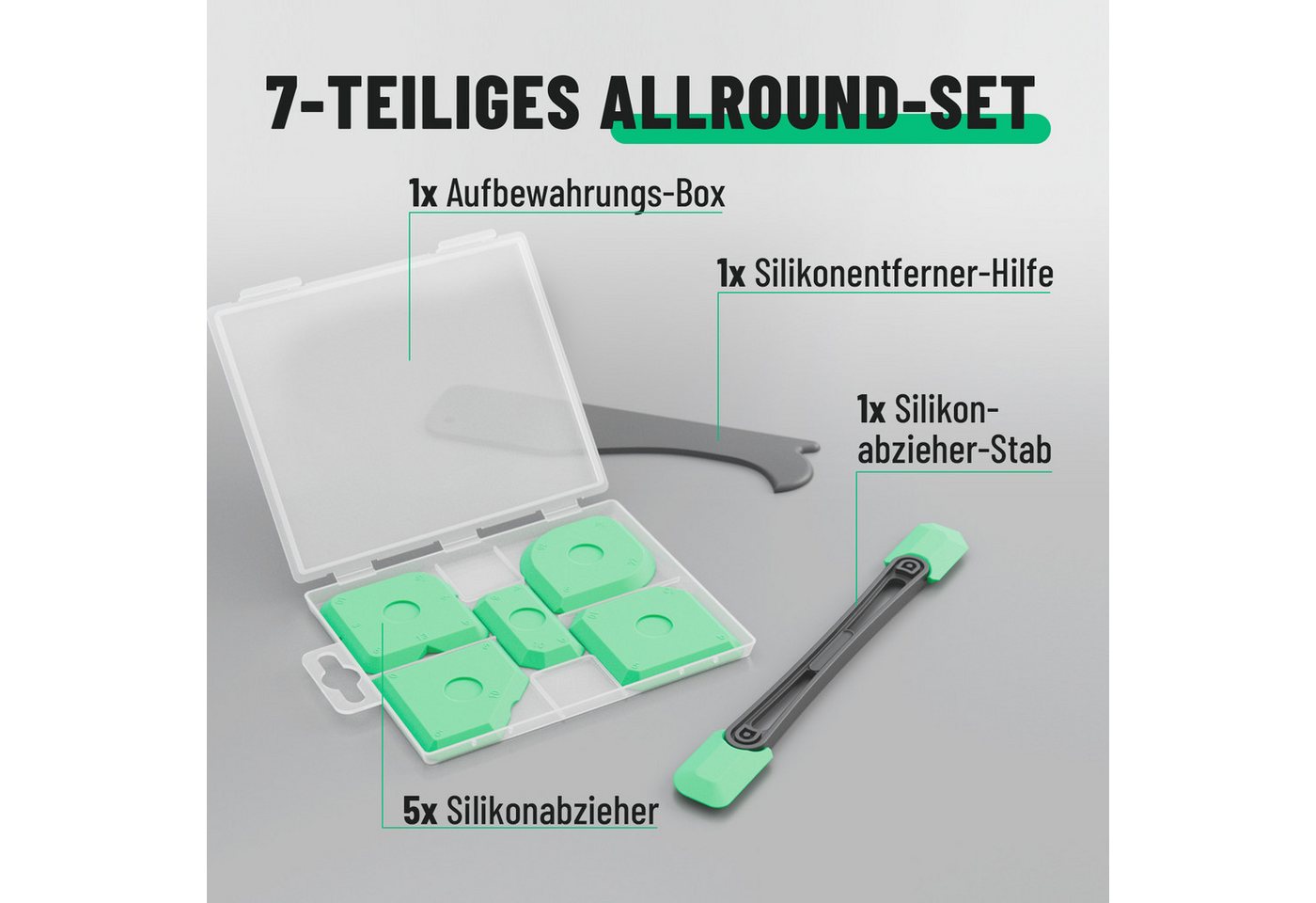 greate. Fugenspachtel Silikon Abzieher Fugen Set 7-teilig - Fugenglätter Silikon (1-St) Macht präzises Glätten auch dort möglich, wo man sonst kaum hinkommt